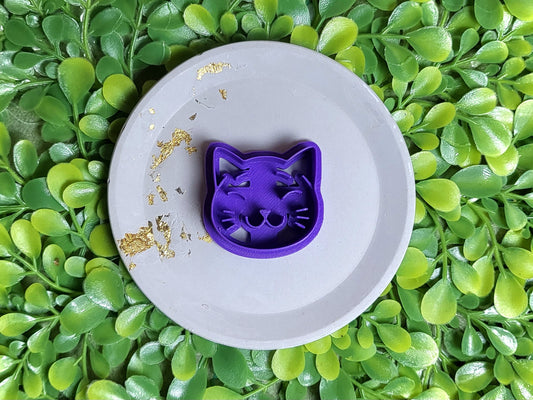 Smiling Cat Face Polymer Clay Cutter