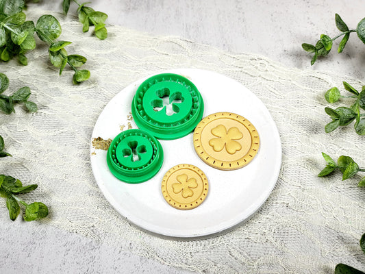 Doubloon Four-Leaf Clover For luck, Clover Clay Cutter, Polymer Clay