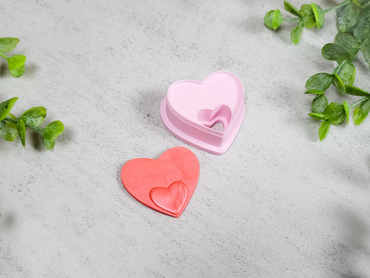 Debossing Double Heart 1 Polymer Clay Cutter
