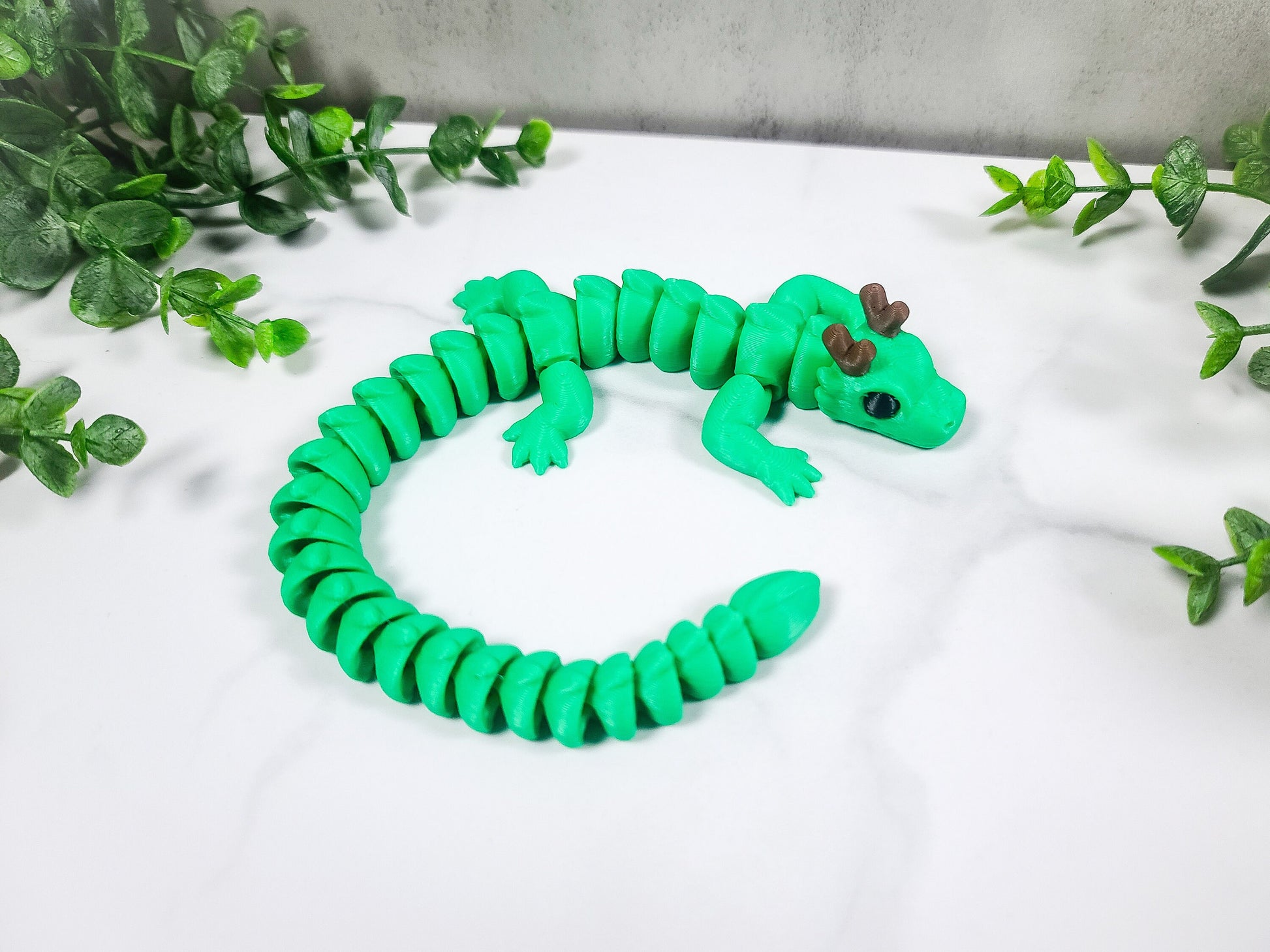 Green Horned Dragon, Articulated Dragon, Flexi Dragon, Zou3d