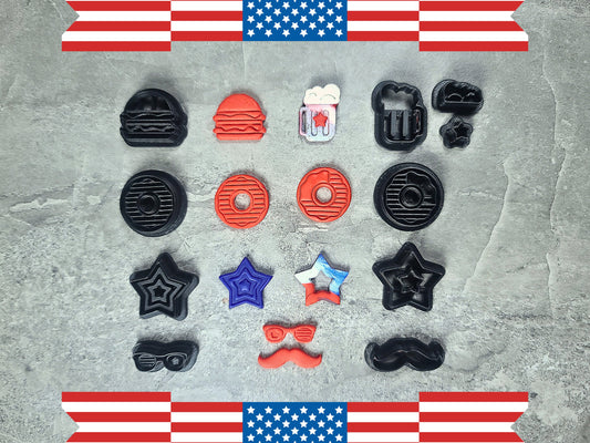 Fourth of July Clay Cutter Set 1, July 4th Clay Cutters, Independence Day, USA, Fireworks