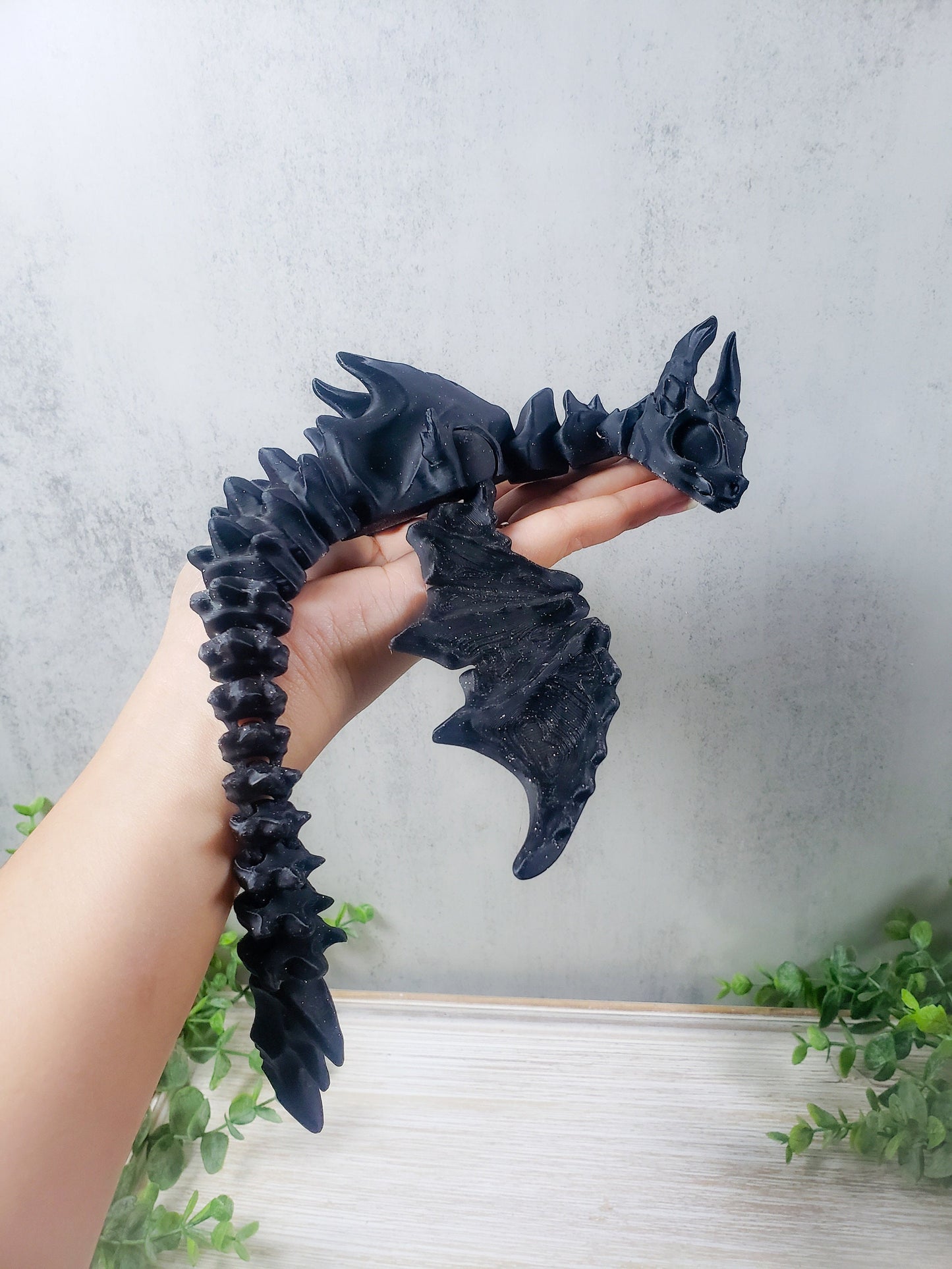 Death Wish Spirit Dragon, Dragon Figurine, Articulated Dragon, Flexi Dragon, Layers in Green, Bone Dragon, Skeleton Dragon