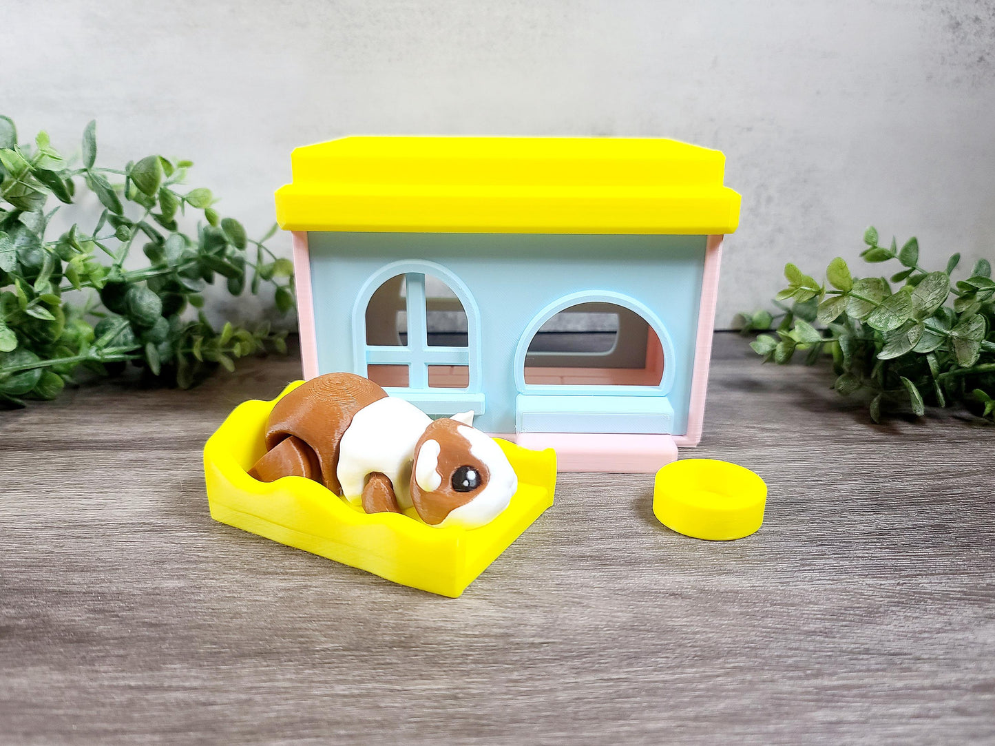 Guinea Pig 3d Print with House, Layers in Green, Guinea Pig and House, Adopt a Guinea Pig