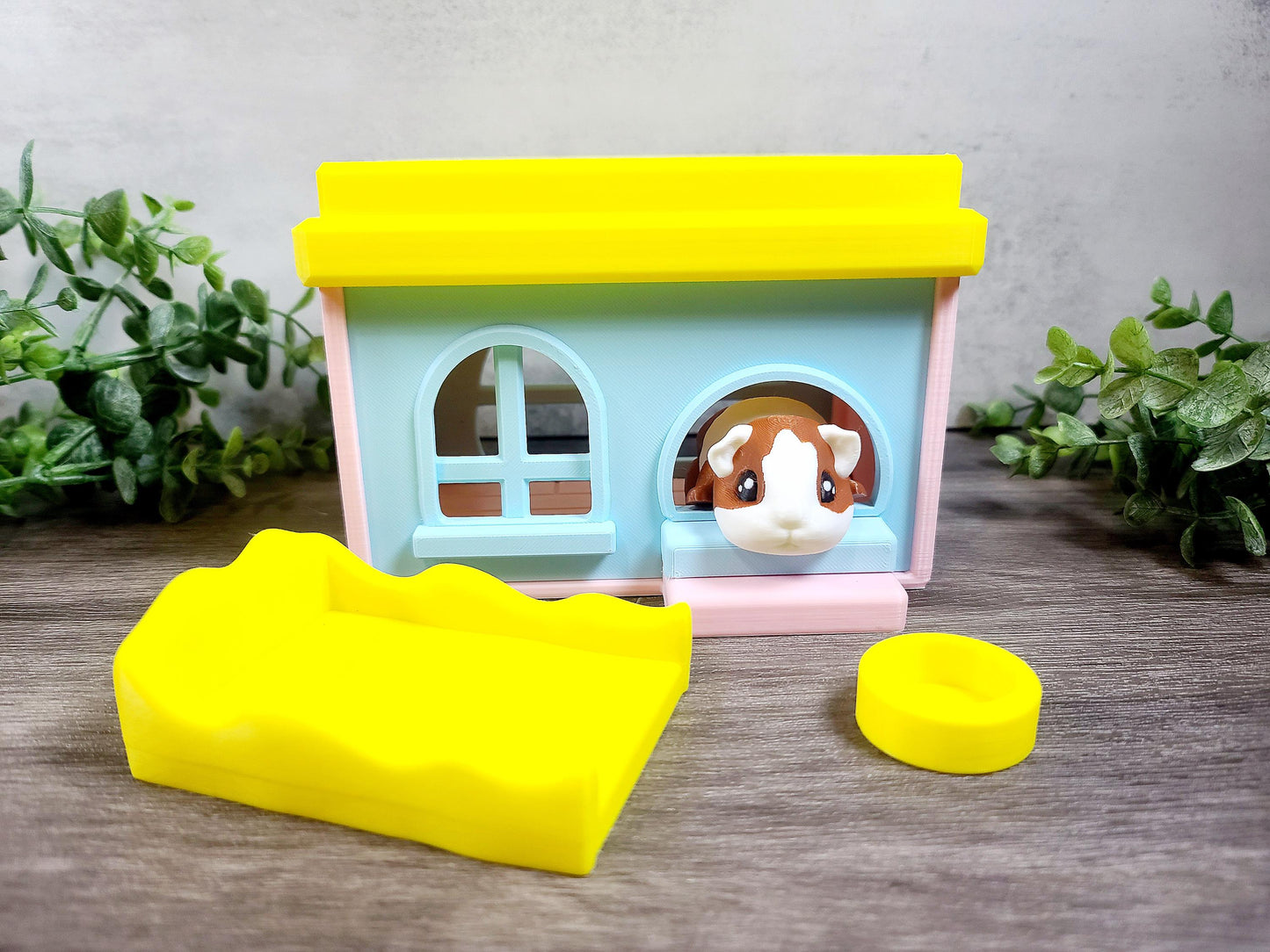 Guinea Pig 3d Print with House, Layers in Green, Guinea Pig and House, Adopt a Guinea Pig