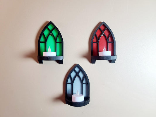 Gothic window shelf, gothic window stand, tealight candle holder, tealight decoration, wall decoration, gothic decor, Halloween decoration