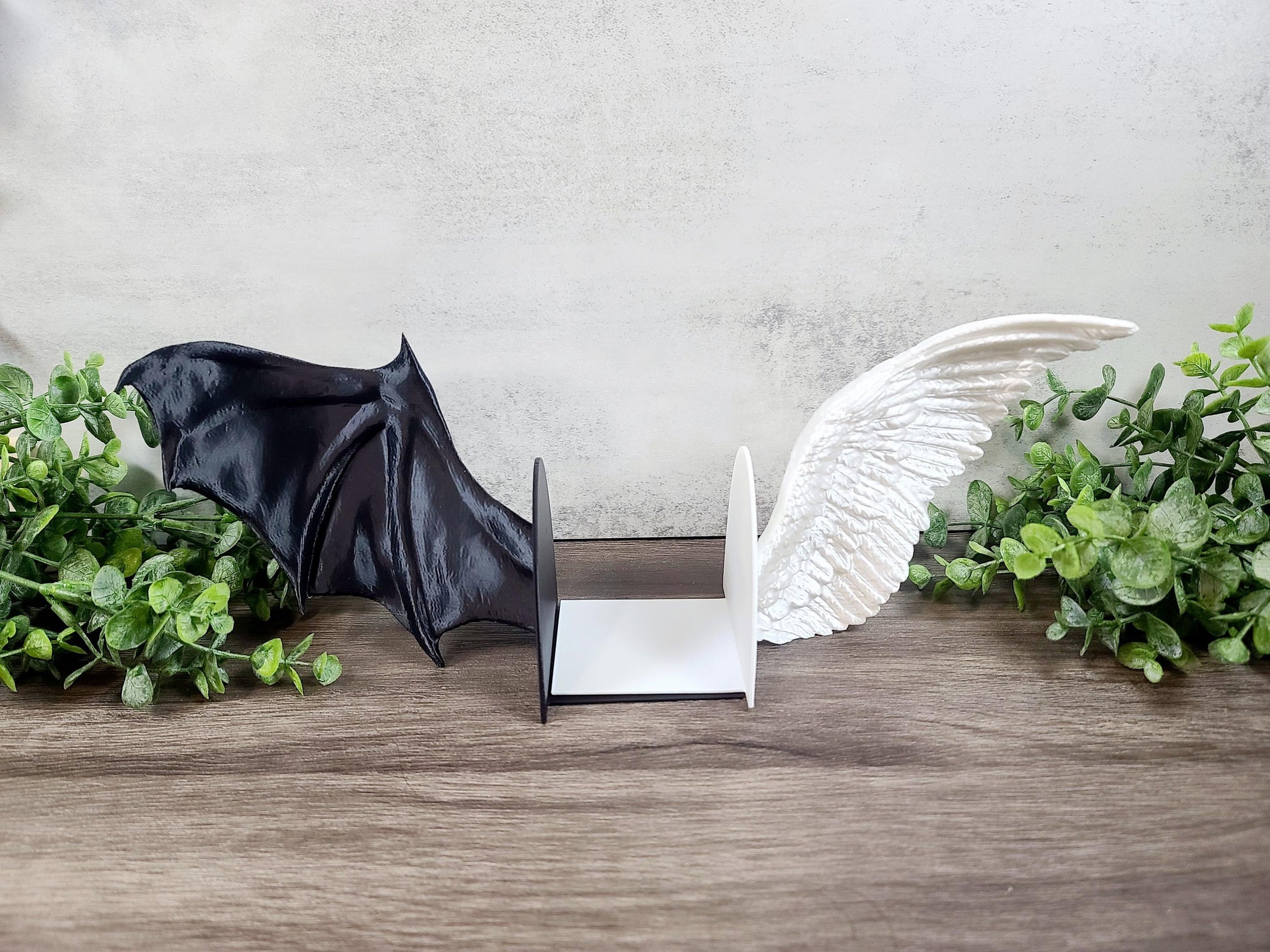 Devil and Angel wing bookends, Valkyrie wings, bookish, gothic decor, pegasus wings, greek decor, Bat wing bookends