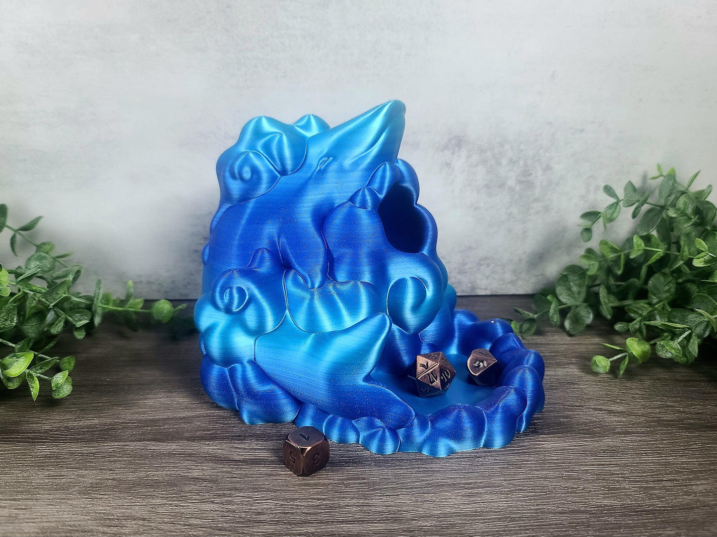 Floating whale in clouds, DND dice tower, tabletop accessories, Layers in Green