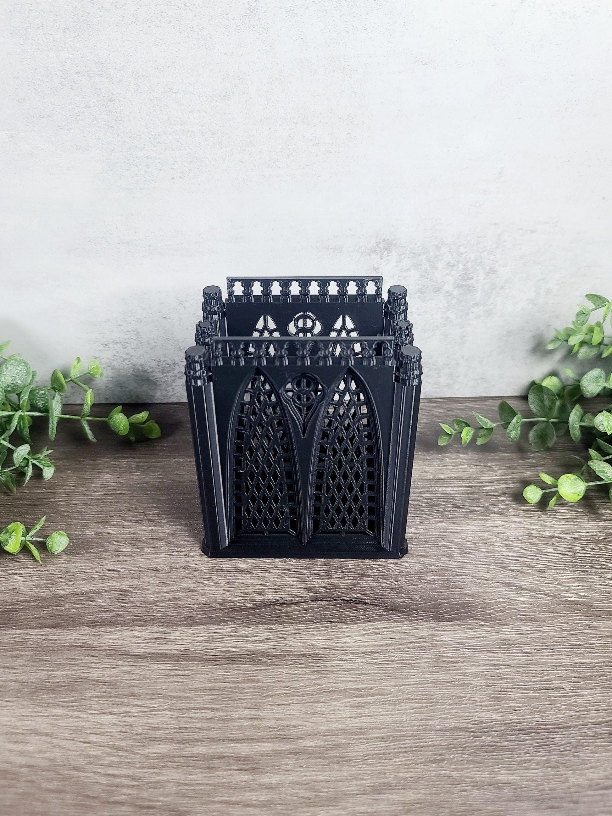 Gothic pencil organizer, makeup brush holder, Halloween decor, gothic decor, desk organizer, jewelry organizer, bathroom organizer