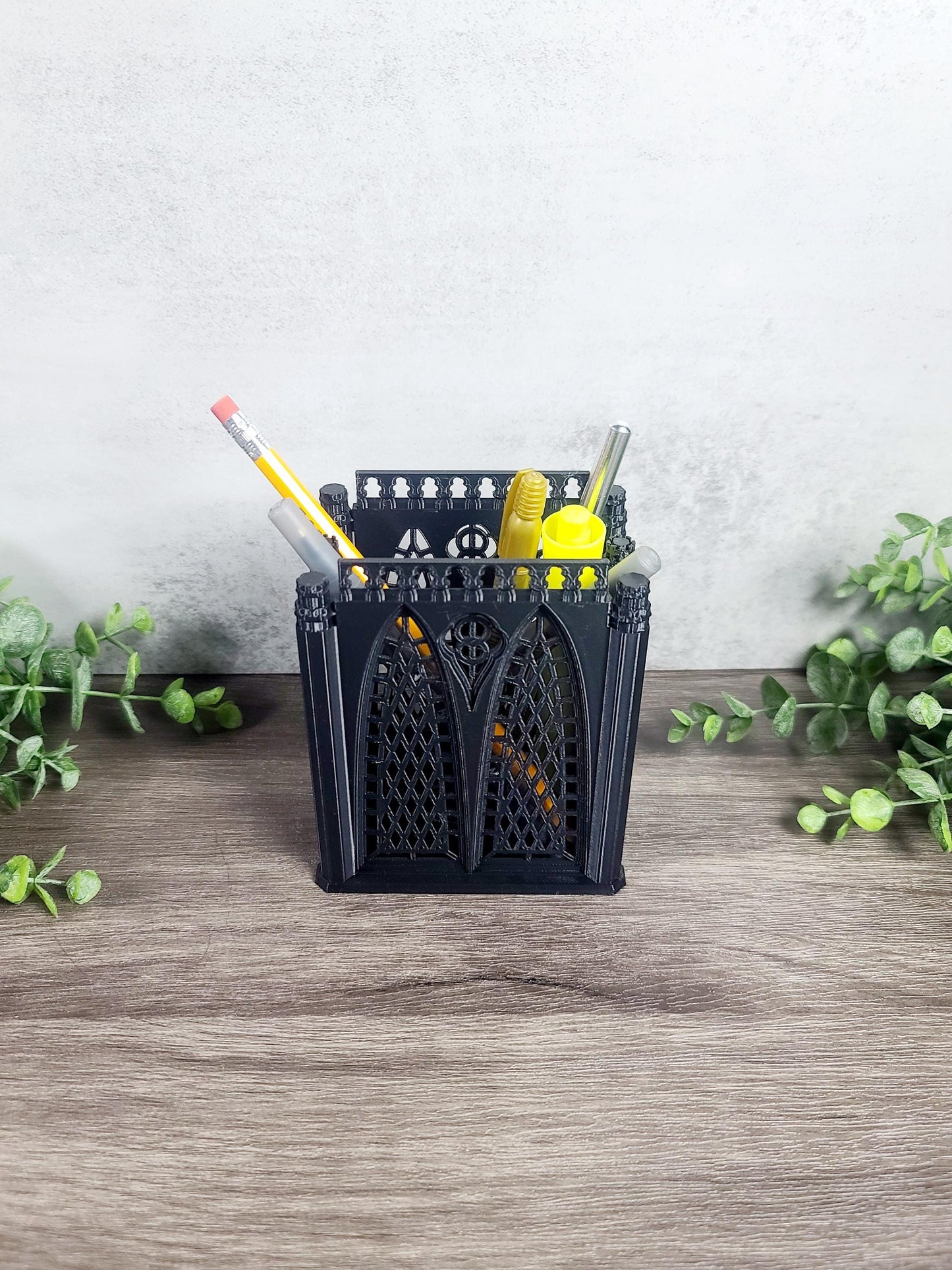 Gothic pencil organizer, makeup brush holder, Halloween decor, gothic decor, desk organizer, jewelry organizer, bathroom organizer