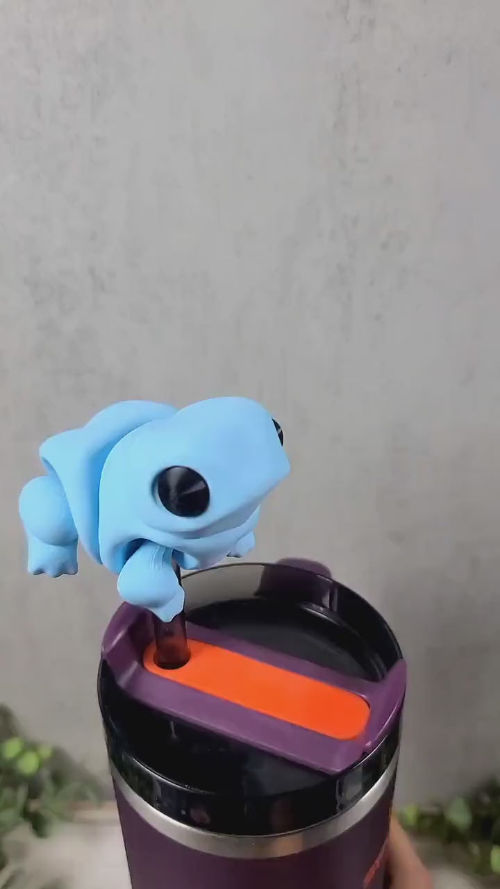 Straw Topper Frog, 3d Printed Frog, Kawaii Gift