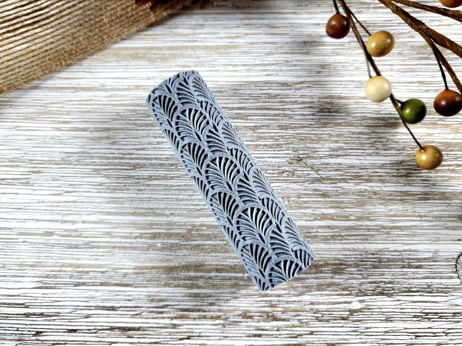 Art Deco Clay Roller, Texture Roller for Polymer Clay