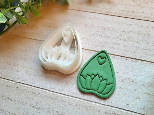 Embossed Floral Planchette with Heart Clay Cutter, Polymer Clay Cutter