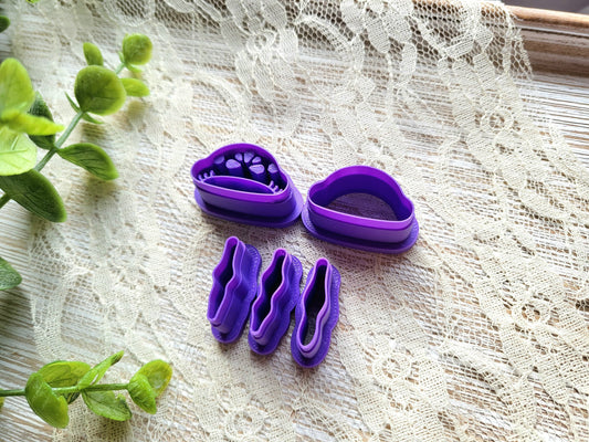 Small Jellyfish Set Clay Cutter, Embossed and Outline, Marine Polymer Clay Cutter, Beach Themed Clay Cutter