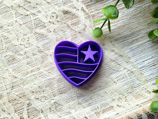United States Flag Heart Clay Cutter, Independence Polymer Clay Cutter, July 4th